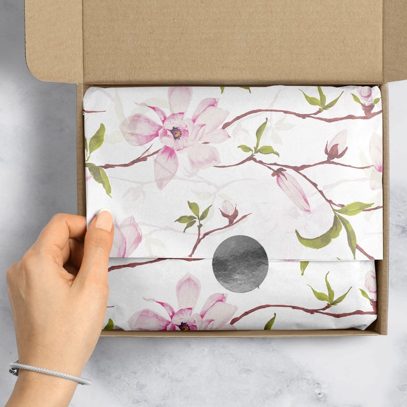 Jillson Roberts 24 Sheet-Count Premium Printed Tissue Paper Available in 8 Different Floral Designs, Magnolia Blossom - Image 4